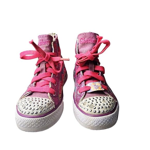 Skechers Twinkle Toes Pink Multi Color Sequins Sparkles High Top Sneakers 12.5 - Picture 3 of 13